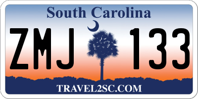 SC license plate ZMJ133
