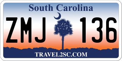 SC license plate ZMJ136