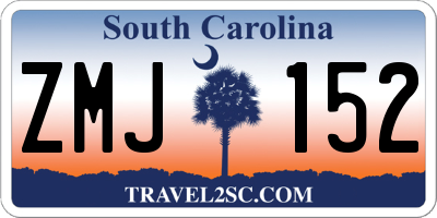 SC license plate ZMJ152