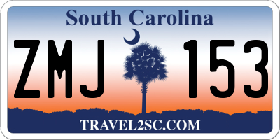 SC license plate ZMJ153