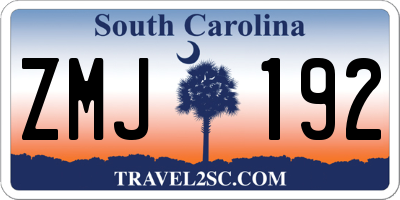 SC license plate ZMJ192