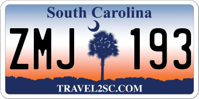 SC license plate ZMJ193