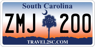 SC license plate ZMJ200
