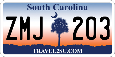 SC license plate ZMJ203