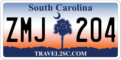 SC license plate ZMJ204