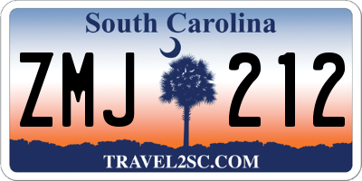 SC license plate ZMJ212