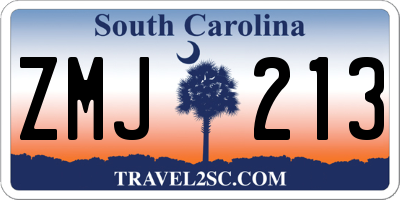 SC license plate ZMJ213