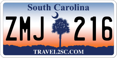 SC license plate ZMJ216
