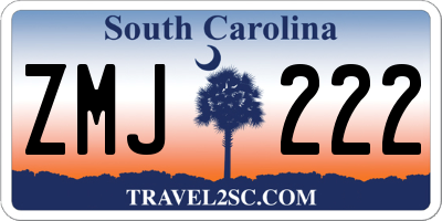 SC license plate ZMJ222