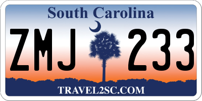 SC license plate ZMJ233