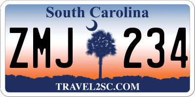 SC license plate ZMJ234