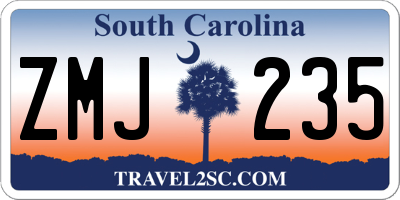 SC license plate ZMJ235