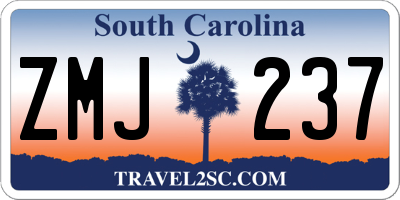 SC license plate ZMJ237