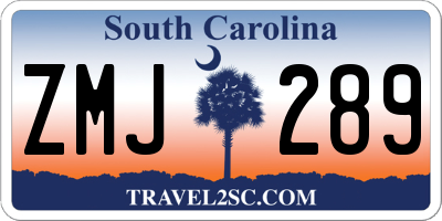 SC license plate ZMJ289