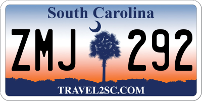 SC license plate ZMJ292