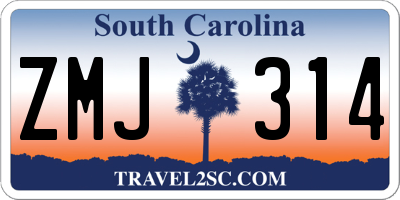 SC license plate ZMJ314