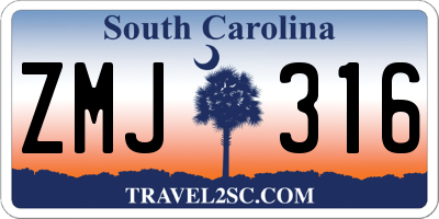 SC license plate ZMJ316