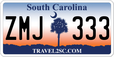 SC license plate ZMJ333