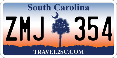 SC license plate ZMJ354