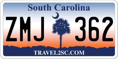 SC license plate ZMJ362