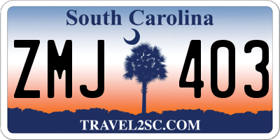 SC license plate ZMJ403