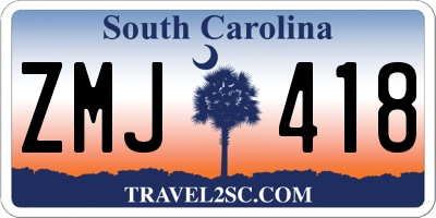 SC license plate ZMJ418