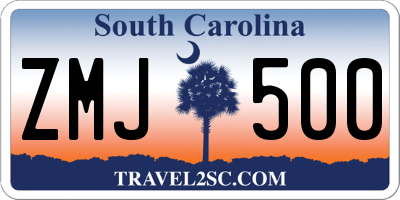 SC license plate ZMJ500