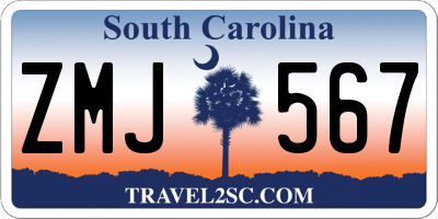 SC license plate ZMJ567