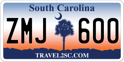 SC license plate ZMJ600