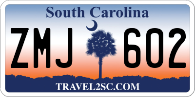 SC license plate ZMJ602