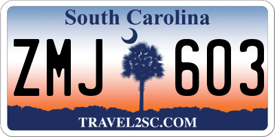 SC license plate ZMJ603