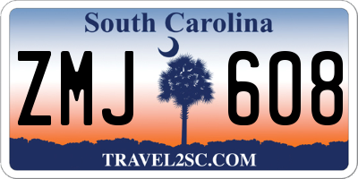 SC license plate ZMJ608