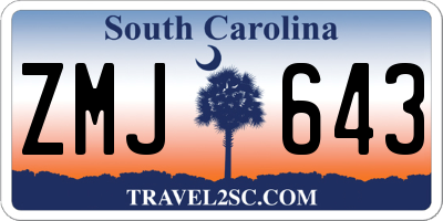 SC license plate ZMJ643