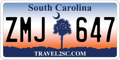 SC license plate ZMJ647