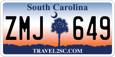 SC license plate ZMJ649