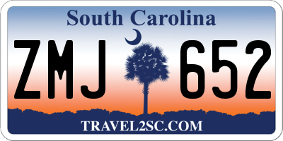 SC license plate ZMJ652