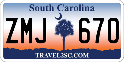 SC license plate ZMJ670