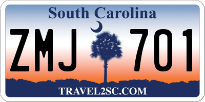 SC license plate ZMJ701