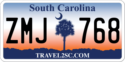 SC license plate ZMJ768