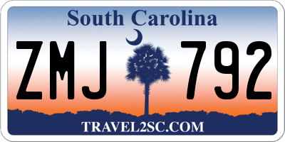 SC license plate ZMJ792