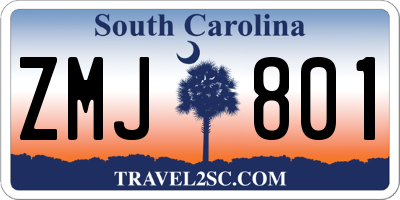 SC license plate ZMJ801