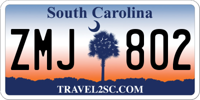 SC license plate ZMJ802