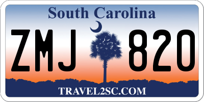 SC license plate ZMJ820
