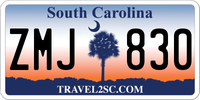 SC license plate ZMJ830