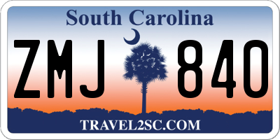 SC license plate ZMJ840