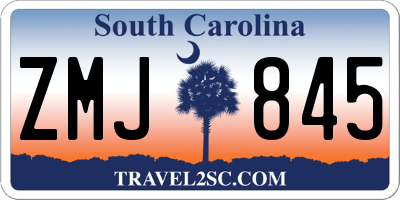 SC license plate ZMJ845