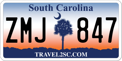 SC license plate ZMJ847