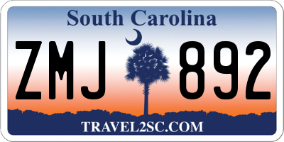 SC license plate ZMJ892