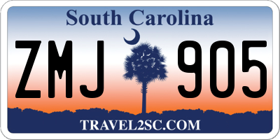 SC license plate ZMJ905