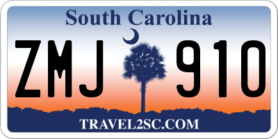 SC license plate ZMJ910
